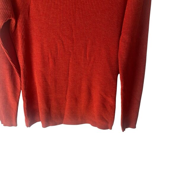 Banana Republic Medium Rust Orange 100% Merino Wool Ribbed Turtle Neck Sweater - Picture 3 of 7